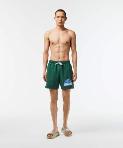 Lacoste Shorts & Swim-Men’s Quick-Dry Swim Trunks with Travel Bag-MH5633-51-lacoste france