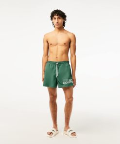 Lacoste Shorts & Swim-Men’s Quick-Dry Lined Swim Trunks-MH5637-51-lacoste store