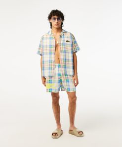 Lacoste Shorts & Swim-Men’s Quick-Dry Checked Swim Trunks-MH5644-51-lacoste outlet 2