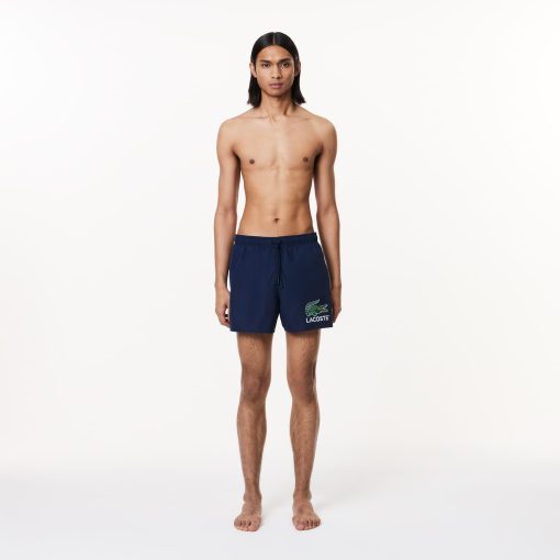 Lacoste Shorts & Swim-Mens Croc Print Swim Trunks-MH6912-51-lacoste outlet