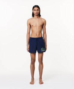 Lacoste Shorts & Swim-Mens Croc Print Swim Trunks-MH6912-51-lacost