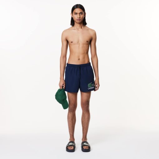 Lacoste Shorts & Swim-Mens Croc Print Swim Trunks-MH6912-51-lacoste outlet - Image 2