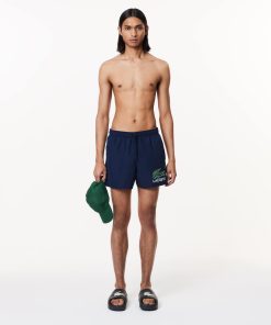 Lacoste Shorts & Swim-Mens Croc Print Swim Trunks-MH6912-51-lacost 2