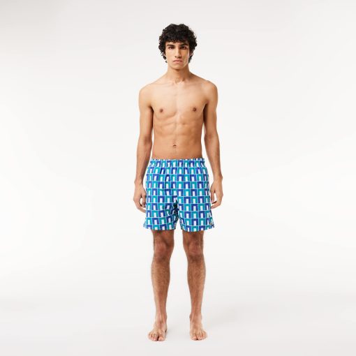 Lacoste Mens Graphic Print Swim Trunks-MH7628-51-lacoste store near me