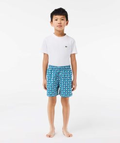 Lacoste Swim-Kids Monogram Print Swim Trunks-MJ7946-51-locoste