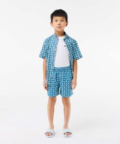 Lacoste Swim-Kids Monogram Print Swim Trunks-MJ7946-51-locoste 2