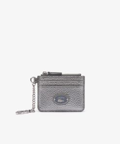 Lacoste Small Leather Goods-Womens Snap Hook Grained Leather Card Holder-NF3935GZ-lacost