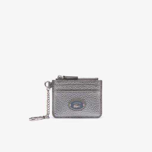 Lacoste Small Leather Goods-Womens Snap Hook Grained Leather Card Holder-NF3935GZ-lacost