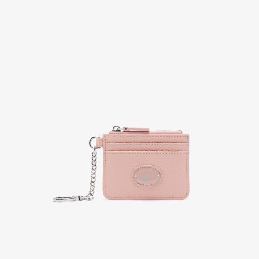 Lacoste Small Leather Goods-Womens Snap Hook Grained Leather Card Holder-NF3935GZ-lacoste us