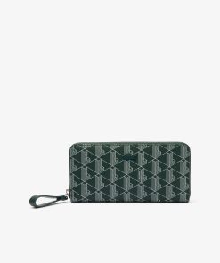 Lacoste Small Leather Goods-Womens Large Zipped Monogram Billfold-NF3958DG-lacoste outlet