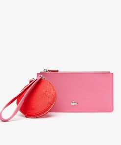 Lacoste Small Leather Goods-Women’s Anna Reversible Double Pouch with Lanyard-NF4191AA-lacoste store near me