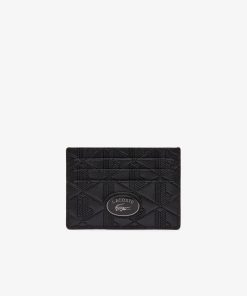 Lacoste Bags-Mens Monogram Leather Card Holder-NH4397MR-la coste