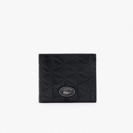 Lacoste Bags-Mens Medium Monogram Leather Billfold-NH4400MR-lacoste store near me