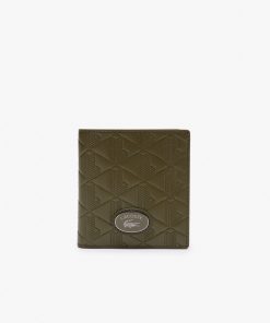 Lacoste Bags-Mens Monogram Compact Leather Billfold-NH4575MR-lacosta