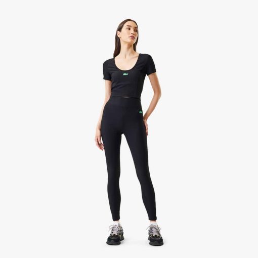 Lacoste Pants & Leggings-Womens Lacoste x Bandier Ribbed Leggings-OF8954-51-lacoste near me