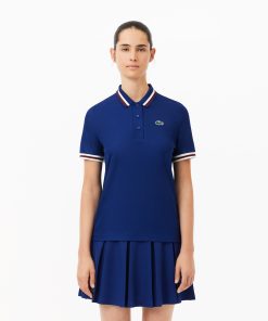 Lacoste Polos-Womens UV Protect Stripe Collar Tennis Polo-PF0965-51-lacoste factory outlet