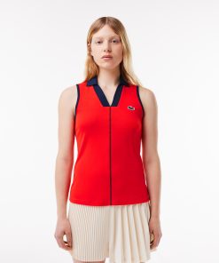 Lacoste Polos-Womens Slim Fit Ultra Dry Sleeveless Tennis Polo-PF7437-51-locoste