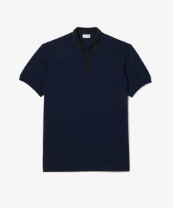 Lacoste Polos-Striped Piqué Collar Polo – Plus Size – Tall-PH6702-51-lacoste france