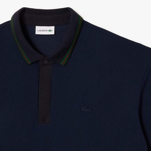 Lacoste Polos-Striped Piqué Collar Polo - Plus Size - Tall-PH6702-51-lacoste france - Image 2