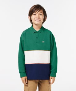 Lacoste Polos-Kids Long Sleeve Cotton Piqué Colorblock Polo-PJ1262-51-lacosta