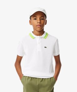 Lacoste Polos-Kids Stripe Collar Petit Piqué Polo-PJ9702-51-lacoste us