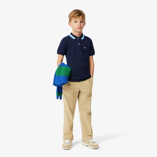 Lacoste Polos-Kids Stripe Collar Petit Piqué Polo-PJ9702-51-lacoste sale - Image 2