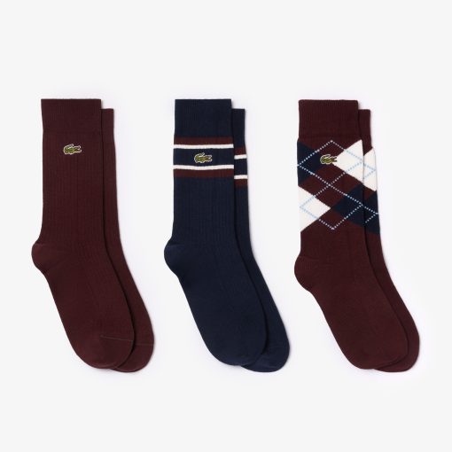 Lacoste Socks-Unisex 3-Pack Cotton Socks Gift Set-RA0131-51-la coste