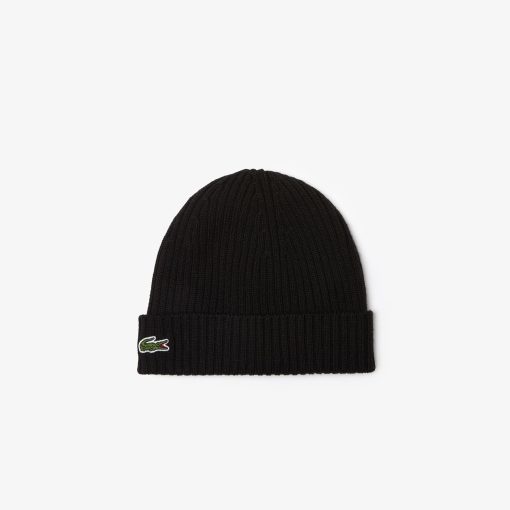 Lacoste Caps & Hats-Unisex Rib Knit Brushed Wool Beanie-RB0001-51-lacosta