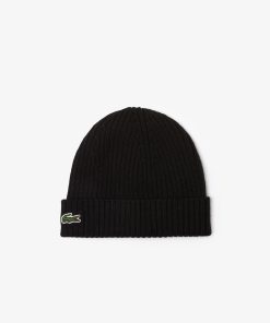 Lacoste Caps & Hats-Unisex Rib Knit Brushed Wool Beanie-RB0001-51-lacoste france