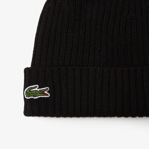 Lacoste Caps & Hats-Unisex Rib Knit Brushed Wool Beanie-RB0001-51-lacosta - Image 2