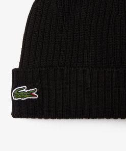 Lacoste Caps & Hats-Unisex Rib Knit Brushed Wool Beanie-RB0001-51-lacoste france 2