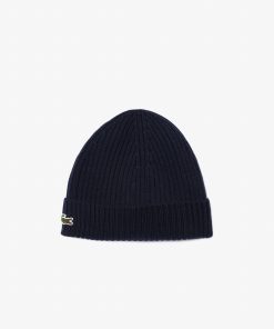 Lacoste Caps & Hats-Unisex Rib Knit Brushed Wool Beanie-RB0001-51-lacoste cardigan