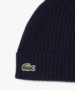 Lacoste Caps & Hats-Unisex Rib Knit Brushed Wool Beanie-RB0001-51-lacoste cardigan 2