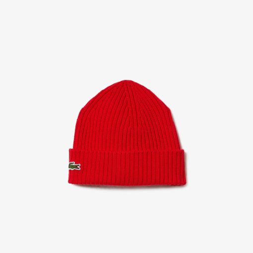 Lacoste Caps & Hats-Unisex Rib Knit Brushed Wool Beanie-RB0001-51-lacoste store near me