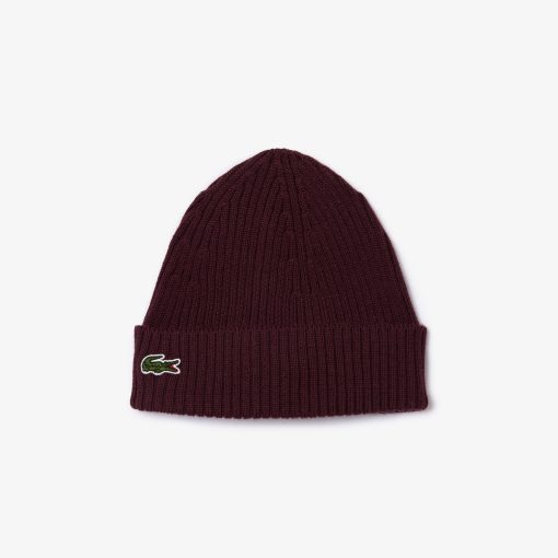 Lacoste Caps & Hats-Unisex Rib Knit Brushed Wool Beanie-RB0001-51-locoste