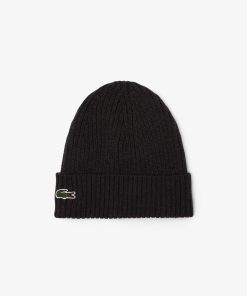 Lacoste Caps & Hats-Unisex Rib Knit Brushed Wool Beanie-RB0001-51-locoste