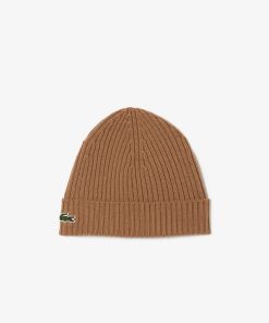 Lacoste Caps & Hats-Unisex Rib Knit Brushed Wool Beanie-RB0001-51-lacoste factory outlet