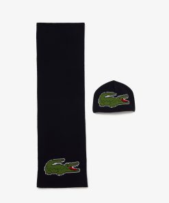 Lacoste Caps & Hats-Unisex Large Croc Hat and Scarf Gift Set-RB1515-51-lacoste factory outlet