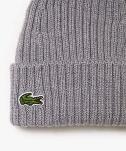 Lacoste Shoes & Accessories-Kids Rib Knit Wool Beanie-RB2569-51-lacoste france 2