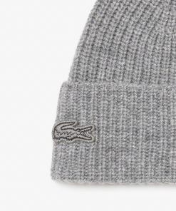 Lacoste Caps & Hats-Unisex Ribbed Wool Crocodile Graphic Beanie-RB3146-51-la coste 2