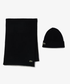 Lacoste Scarves & Gloves-Unisex Wool Scarf and Beanie Gift Set-RB5385-51-lacoste outlet