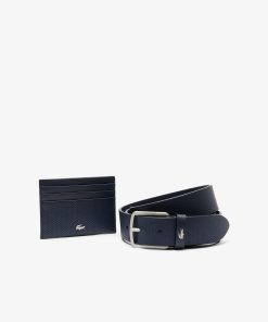 Lacoste Belts-Mens Leather Belt & Card Holder Gift Set-RC4092-lacoste france