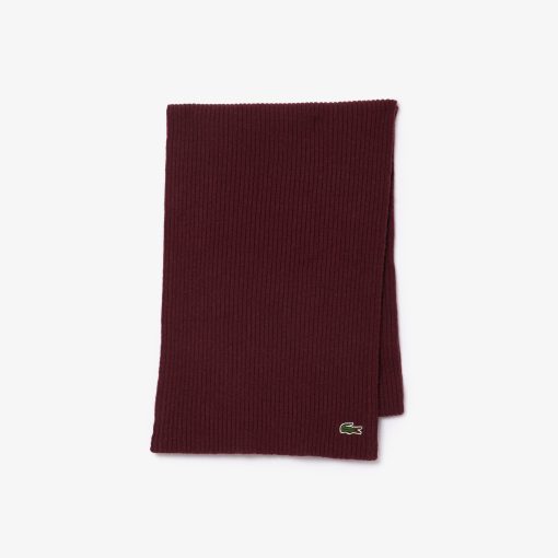 Lacoste Scarves & Gloves-Unisex Ribbed Wool Scarf-RE0058-51-lacoste near me