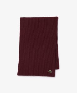 Lacoste Scarves & Gloves-Unisex Ribbed Wool Scarf-RE0058-51-lacoste near me