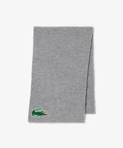 Lacoste Scarves & Gloves-Unisex Crocodile Graphic Wool Scarf-RE3222-51-lacosta