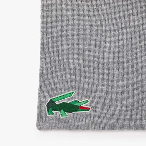 Lacoste Scarves & Gloves-Unisex Crocodile Graphic Wool Scarf-RE3222-51-lacoste factory outlet - Image 2