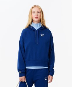 Lacoste Sweaters & Sweatshirts-Womens Fleece Logo Hoodie-SF2649-51-lacosta