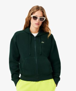 Lacoste Sweaters & Sweatshirts-Womens Zip-Up Piqué Hoodie-SF2669-51-locoste