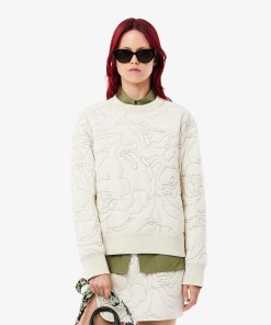 Lacoste Sweaters & Sweatshirts-Womens Oversized Reversible Embroidered Sweatshirt-SF2686-51-la coste