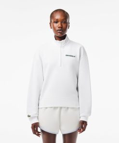 Lacoste Sweaters & Sweatshirts-Womens Relaxed Fit Zip-Up Print Sweatshirt-SF7248-51-lacoste usa